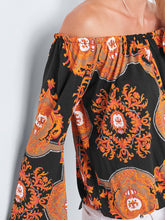 Load image into Gallery viewer, Flared Sleeve Printed Shoulder Top