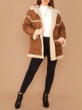 Load image into Gallery viewer, Plus Patch Pocket Faux Shearling Coat