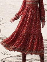 Load image into Gallery viewer, Fashion Bohemian Red Printed Long Sleeve Dress