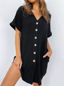 Cotton Linen Button Dress