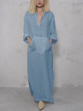 Load image into Gallery viewer, Casual Loose Long Sleeve Pocket Striped Dress