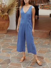 Load image into Gallery viewer, Casual V Neck Sleeveless Jumpsuit