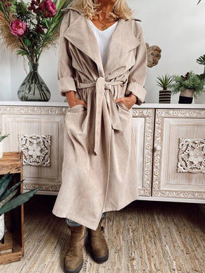 Autumn And Winter Lapel Long Trench Coat