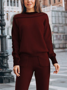 Contrast Round Neck Knit Two-piece