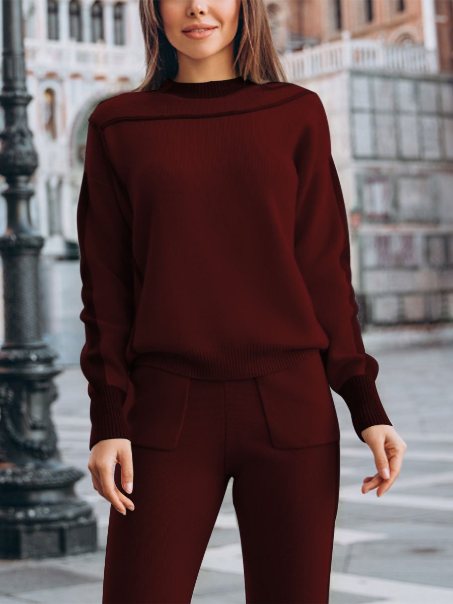 Contrast Round Neck Knit Two-piece