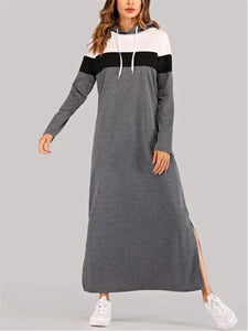 Loose Casual Daily Long Sleeve Hooded Long Dress