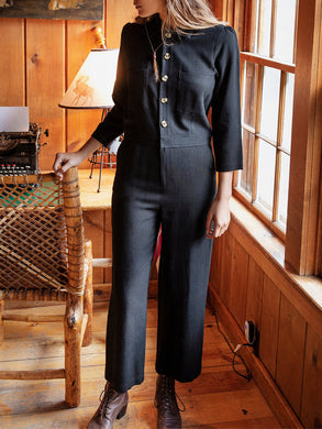 Fashion Casual Long Sleeve Buttoned Pocket Jumpsuit