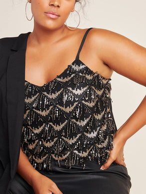 Plus Size Orinda Sequined Fringe Tank