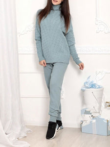 Fashion casual knitted long sleeve suit