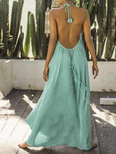 Load image into Gallery viewer, Casual Solid Holiday Pleated Backless Maxi Dress