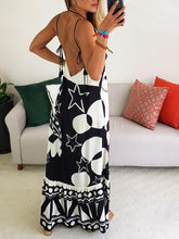 Load image into Gallery viewer, V-neck Sling with Geometric Print for A Slim Fit Maxi Dress