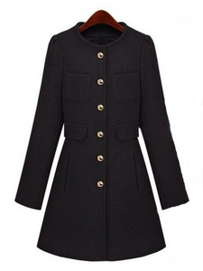 Solid Color Slim Warm Woolen Coat