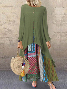 Long Sleeved Casual Printed Dress In Autumn And Winte