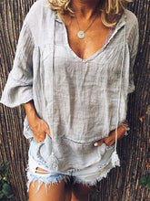Load image into Gallery viewer, Casual Basic V-neck Cropped Sleeve Top