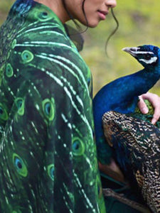 Retro Fashion Peacock Print Cape