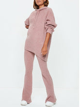 Load image into Gallery viewer, Long Sleeve Hooded Knit Solid Two-piece Suit