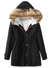 Load image into Gallery viewer, Plus Velvet Thick Warm Hooded Fur Collar Coat