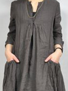 Pocket Casual Long Sleeve Loose Dress