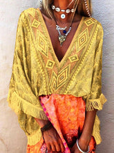 Load image into Gallery viewer, Women&#39;s V Neck Boho Tops Holiday Blouses