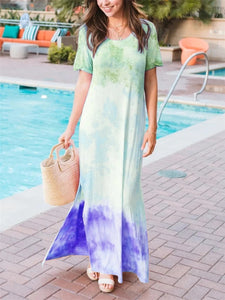 Casual Simple Loose Soft Tie Dye Maxi Dress