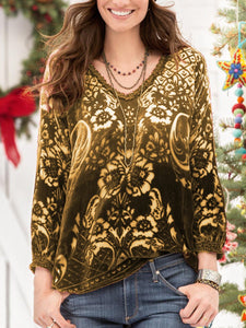 Elegant And Relaxed Casual V-Neck Floral Top