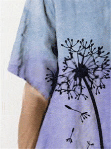 Gradient Casual Loose Dandelion Short Sleeve Top