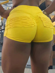 Sexy Pleated High Waist Sports Yoga Shorts