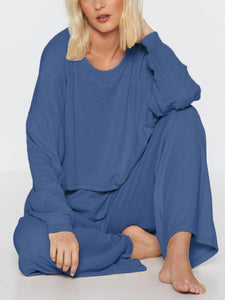 Knitted round loose two-piece suit