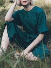 Load image into Gallery viewer, Solid Color Linen Lace-Up Jumpsuit with Pockets