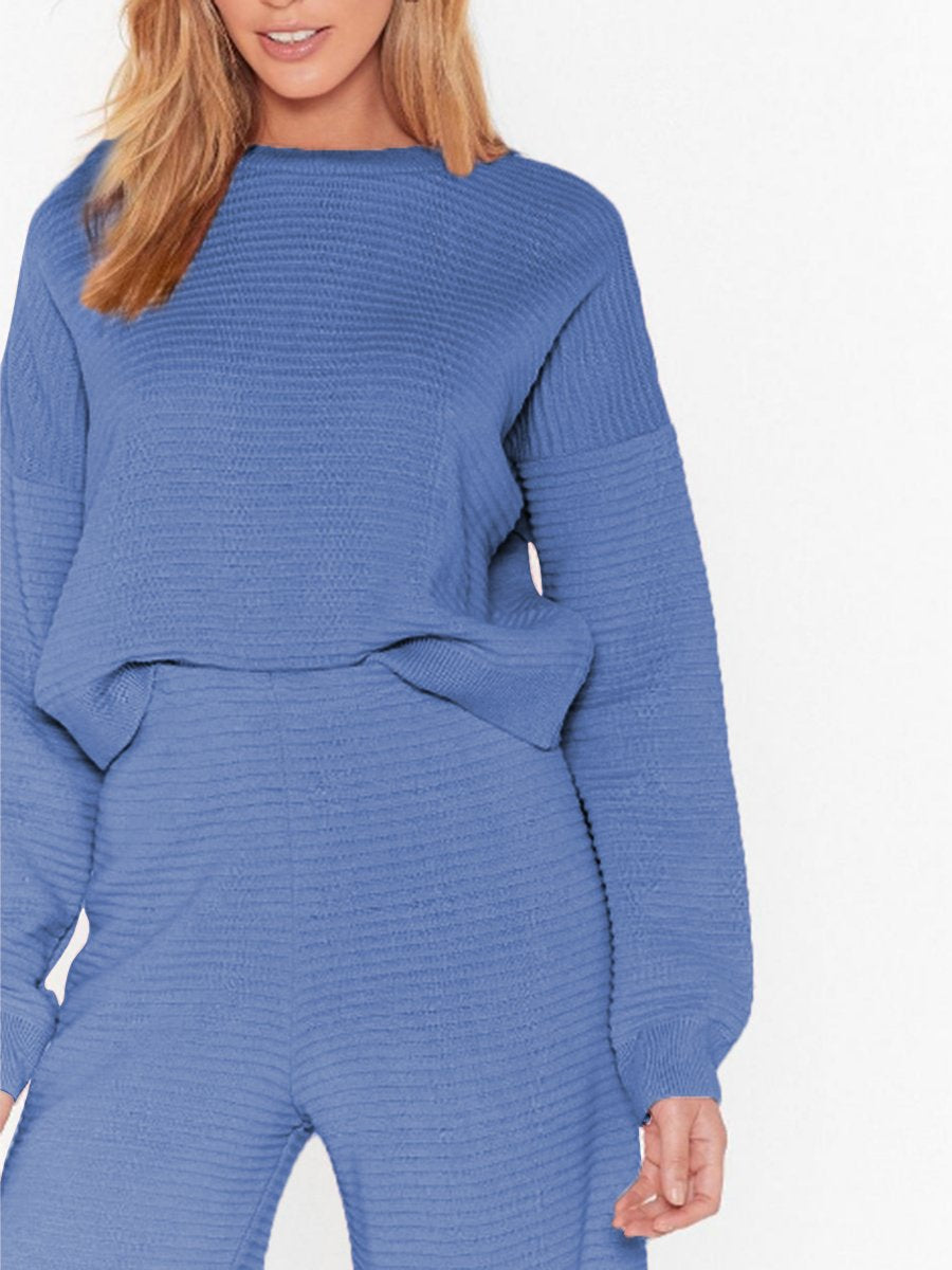 Knitted Round Neck Loose Two-piece Suit
