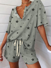 Load image into Gallery viewer, Star Print V-neck Short Sleeve Two-piece Suit