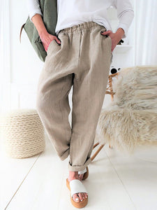 Casual Elastic Waist Solid Color Pant