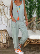 Load image into Gallery viewer, Casual Wild Pure Color Round Neck Sleeveless Jumpsuit