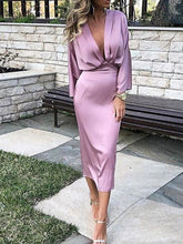 Load image into Gallery viewer, Sexy Deep V Lon Sleeve Slim  Evening Dresses