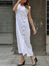 Load image into Gallery viewer, Cotton and Linen Casual Button Dress