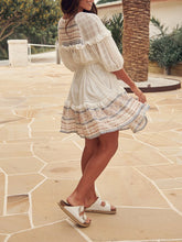 Load image into Gallery viewer, Bohemian Bow Mid-sleeved Mini Dress