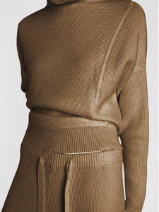 High Collar Knit Two-piece Suit