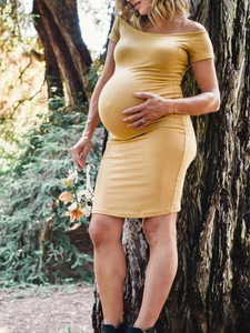 Solid Color Sexy Short Sleeve Maternity Dress