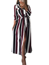 Load image into Gallery viewer, Striped Long Sleeve Strap Dress