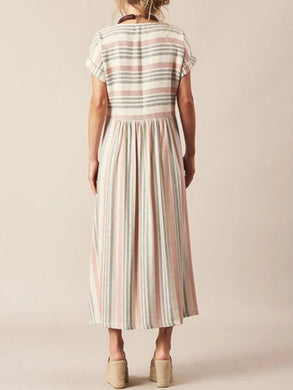 Striped Cotton and Linen Dress