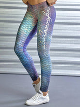 Load image into Gallery viewer, Fish Scale Print Slim High Waist Sports Yoga Pants Leggings