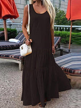 Load image into Gallery viewer, Sleeveless Pleated Ankle-Length Plain Pullover Dress