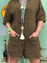 Load image into Gallery viewer, Plus Size Casual Solid V Neck Half Sleeve Pockets Jumpsuits
