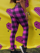 Load image into Gallery viewer, Sexy High Waist Plaid Yoga Track Pants