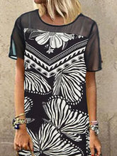 Load image into Gallery viewer, Printed Cotton and Linen Casual Short-sleeved Dress