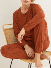 Load image into Gallery viewer, Fashion Round Neck Long Striped Pajamas Casual Suit