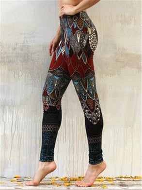 Vintage Totem Print Sports Yoga Tights