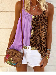 Boho Leopard Print Color Matching Retro Sling Vest