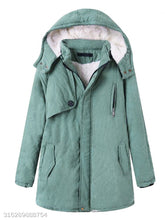 Load image into Gallery viewer, Hooded Flap Pocket Plain Fleece Lined Coat