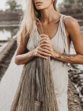 Load image into Gallery viewer, Women Boho Grey Linen Jumpsuit Romper Comfy Sleeveless Jumpsuit